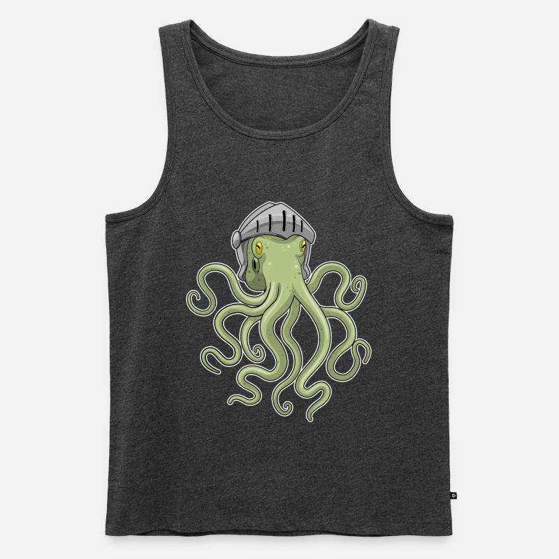 Krake Ritter Helm - Männer Premium Bio Tank Top - Anthrazit meliert
