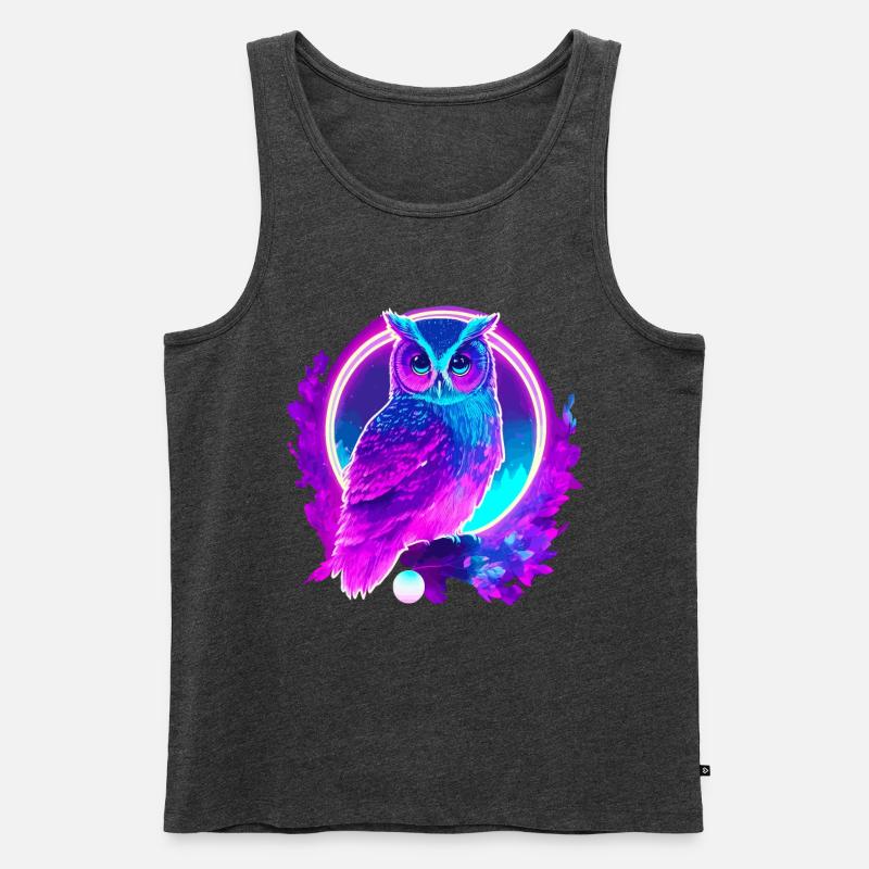 Owl Neon Moon Synthwave - Débardeur bio Premium Homme - anthracite chiné