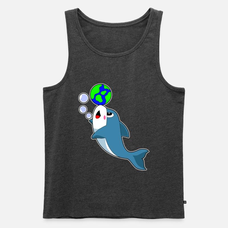 Delfin Erde - Männer Premium Bio Tank Top - Anthrazit meliert