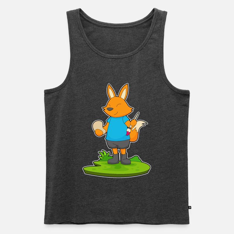 Fuchs Malen Pinsel - Männer Premium Bio Tank Top - Anthrazit meliert