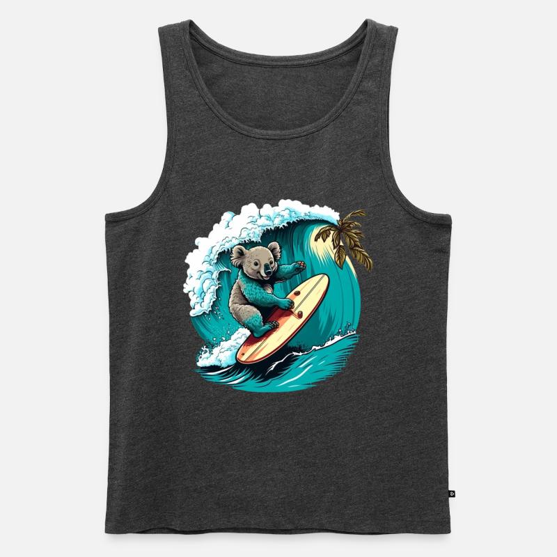 Koala hat Spass beim Surfen - Männer Premium Bio Tank Top - Anthrazit meliert