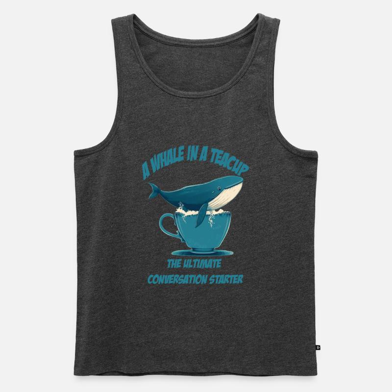 Wal in Teetasse conversation starter - Männer Premium Bio Tank Top - Anthrazit meliert