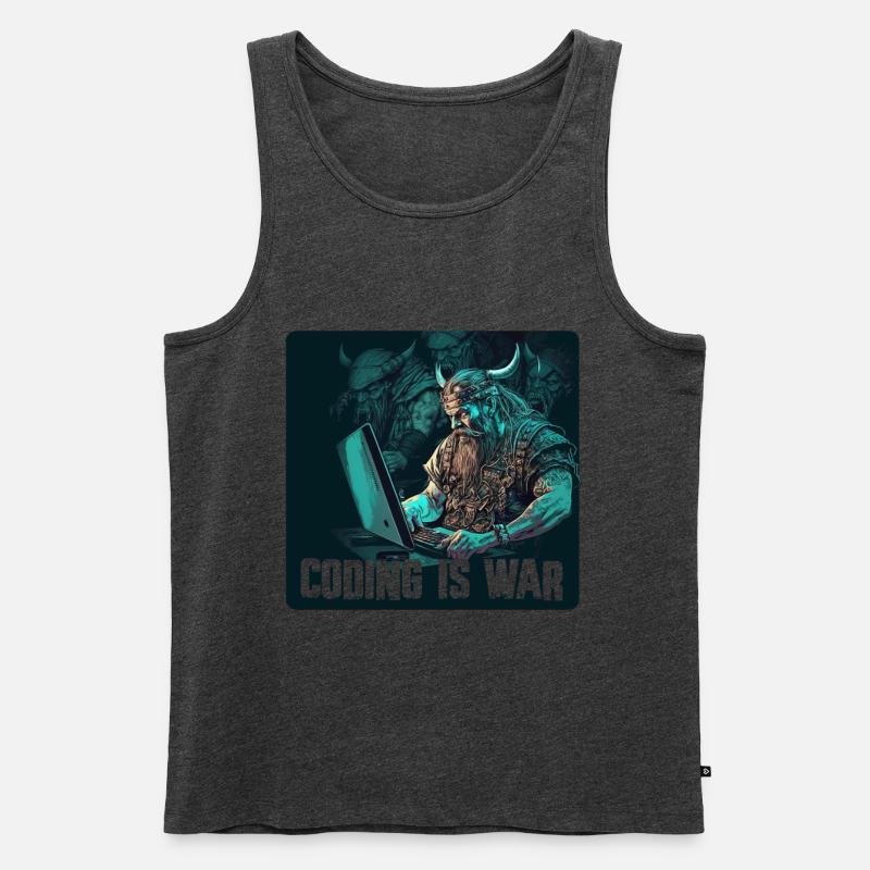 Programmier Wikinger - Männer Premium Bio Tank Top - Anthrazit meliert
