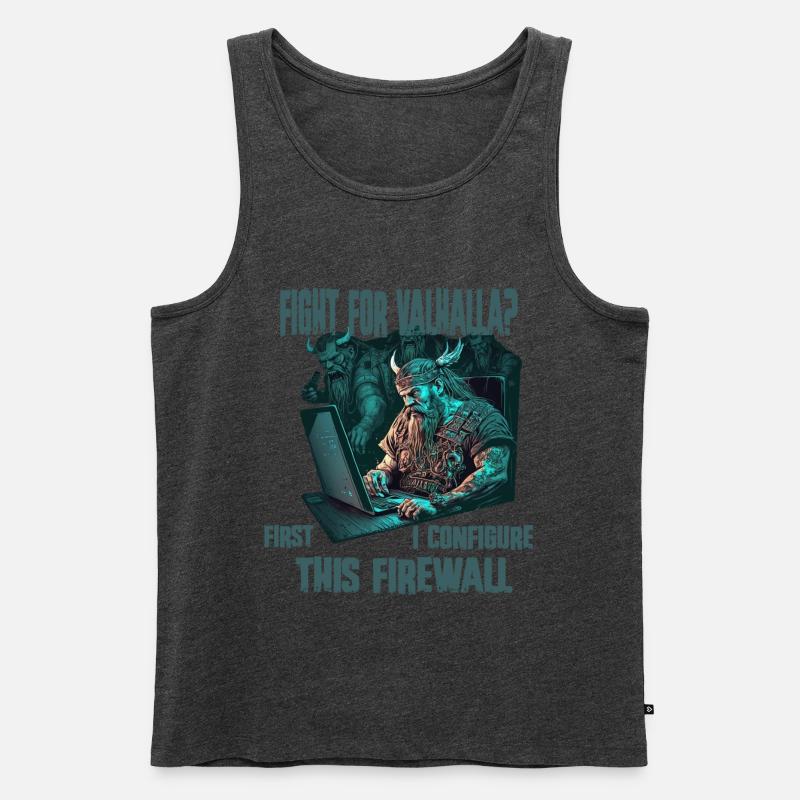 Firewall first Wikinger programmierer - Männer Premium Bio Tank Top - Anthrazit meliert