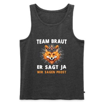 Hochzeit Junggesellenabschied Fuchs Bräutigam - Männer Premium Bio Tank Top - Anthrazit meliert - Vorne - AI Model Male 178 light (178cm)