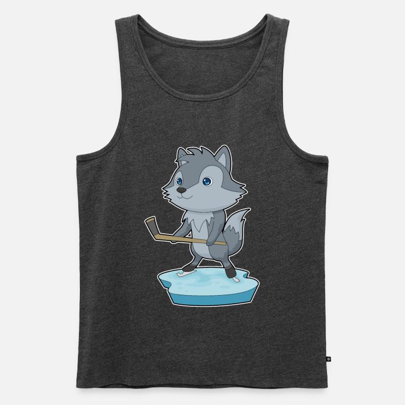 Wolf Eishockey Eishockeyschläger - Männer Premium Bio Tank Top - Anthrazit meliert