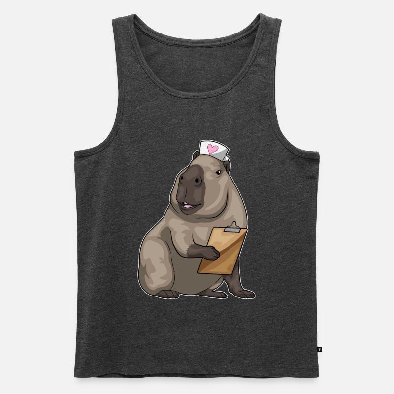 Capybara infirmière bloc-notes - Débardeur bio Premium Homme - anthracite chiné