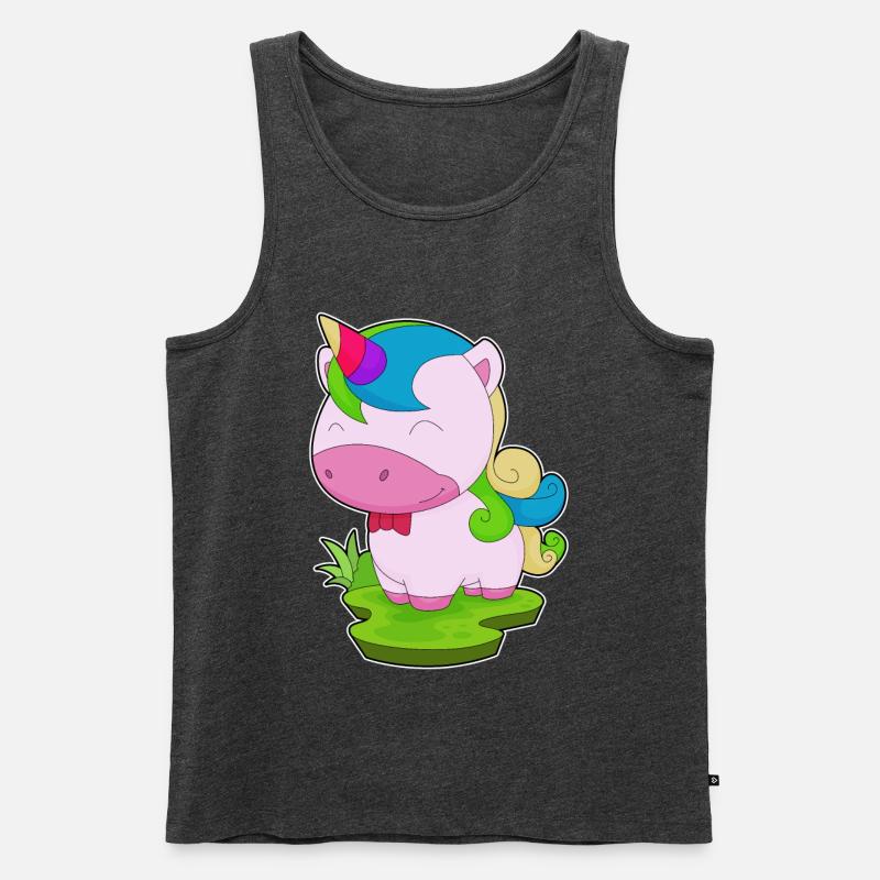 Einhorn Fliege - Männer Premium Bio Tank Top - Anthrazit meliert
