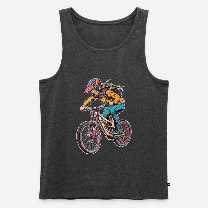 Fahrrad Mädchen - Männer Premium Bio Tank Top - Anthrazit meliert