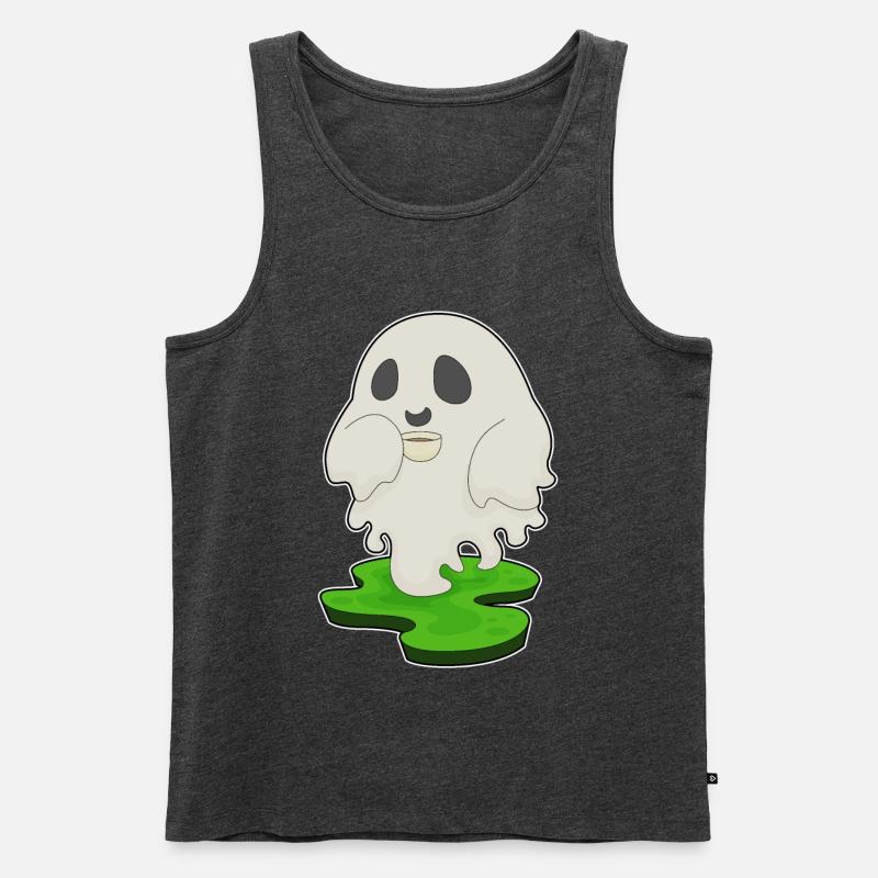 Geist Halloween Kaffee - Männer Premium Bio Tank Top - Anthrazit meliert