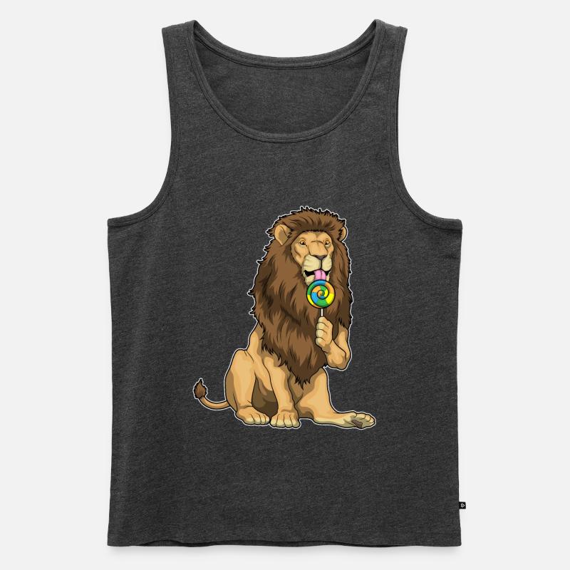 Löwe Lutscher - Männer Premium Bio Tank Top - Anthrazit meliert