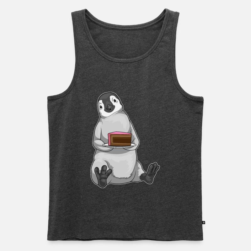 Pinguin Kuchen - Männer Premium Bio Tank Top - Anthrazit meliert