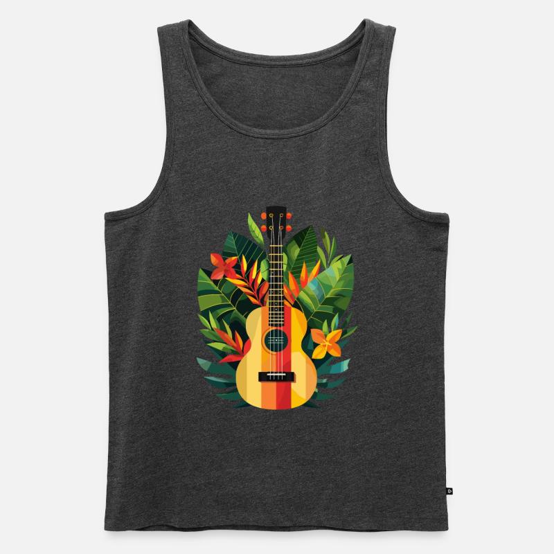 Ukulele Comic Look - Männer Premium Bio Tank Top - Anthrazit meliert