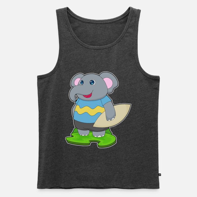 Elefant Surfer Surfbrett - Männer Premium Bio Tank Top - Anthrazit meliert