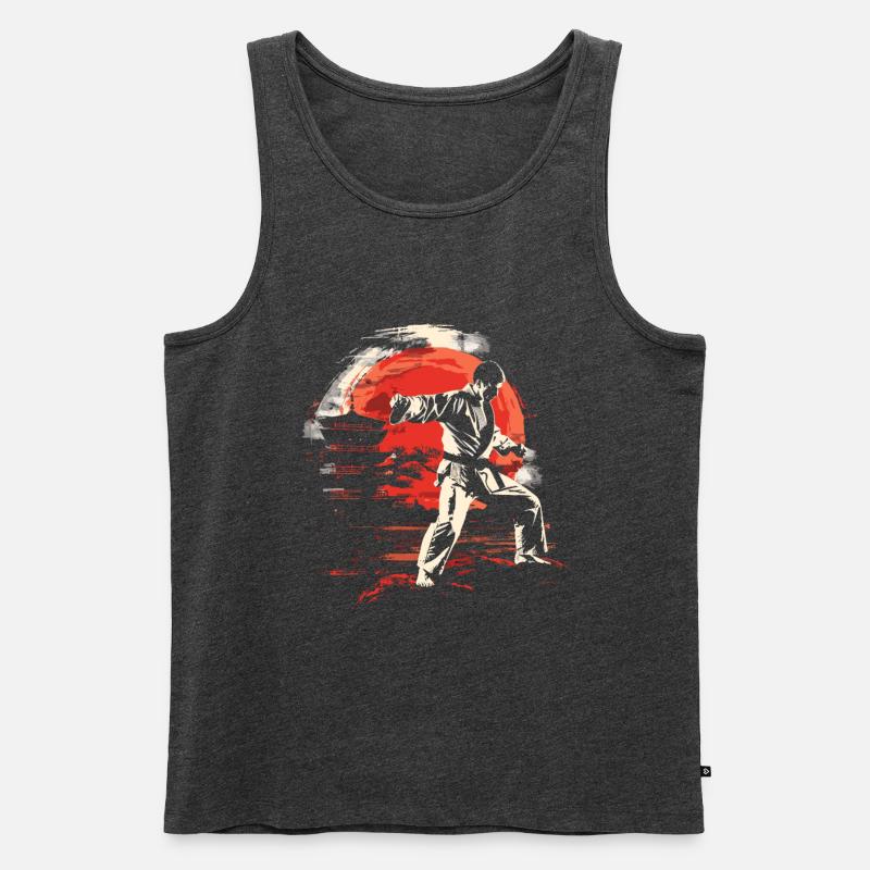Karateka Grafik - Männer Premium Bio Tank Top - Anthrazit meliert