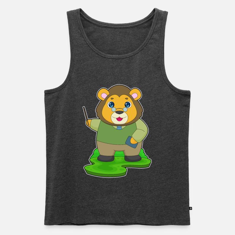 Löwe Lehrer Pointer - Männer Premium Bio Tank Top - Anthrazit meliert