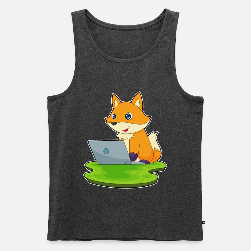 Fuchs Laptop - Männer Premium Bio Tank Top - Anthrazit meliert