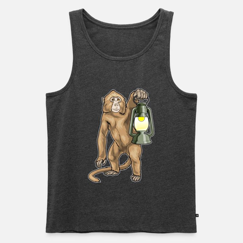 Affe Laterne - Männer Premium Bio Tank Top - Anthrazit meliert