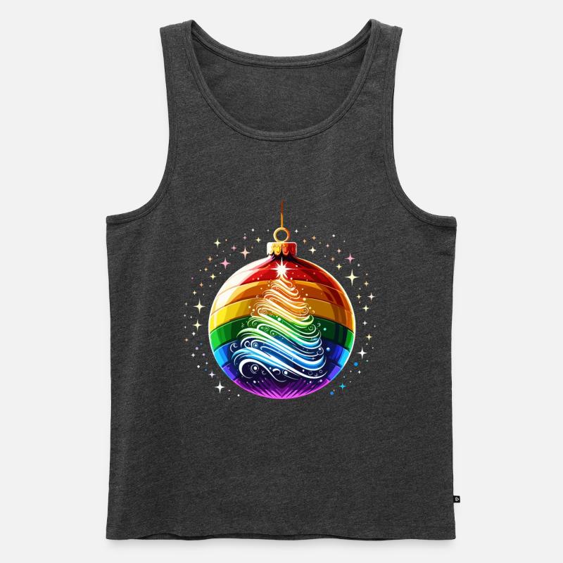 Regenbogen Weihnachtskugel - Männer Premium Bio Tank Top - Anthrazit meliert