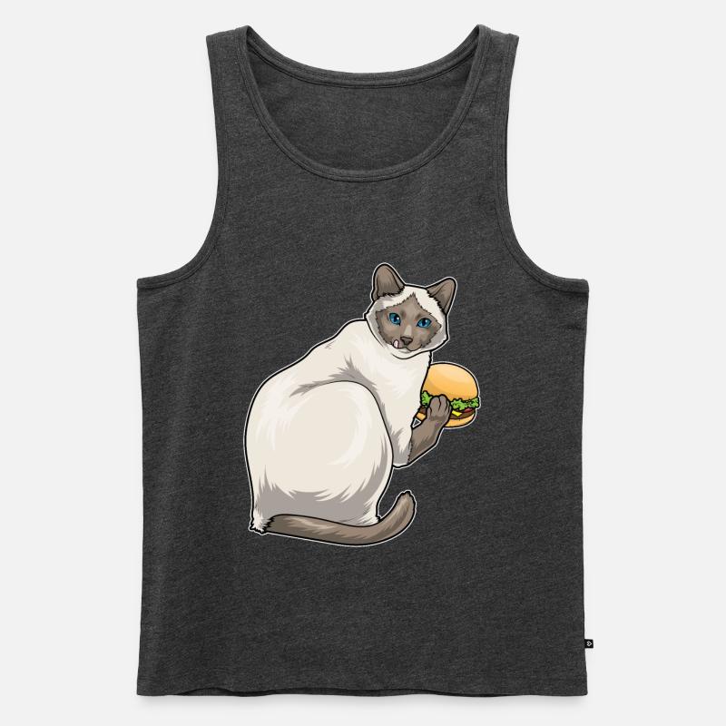 Siamkatze Cheeseburger - Männer Premium Bio Tank Top - Anthrazit meliert
