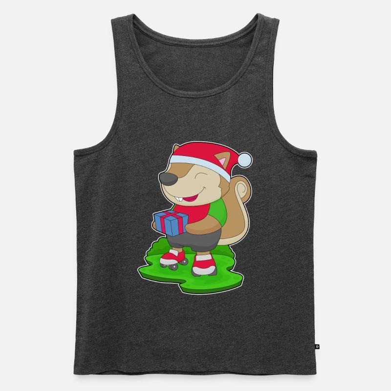 Eichhörnchen Weihnachten Inline skating - Männer Premium Bio Tank Top - Anthrazit meliert