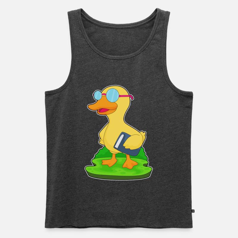 Ente Nerd Buch Brille - Männer Premium Bio Tank Top - Anthrazit meliert