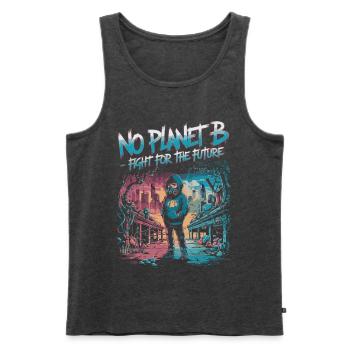 No Planet B – Fight for the Future - Men's Premium Organic Tank Top - heather anthracite - Front - AI Model Male 178 light (178cm)