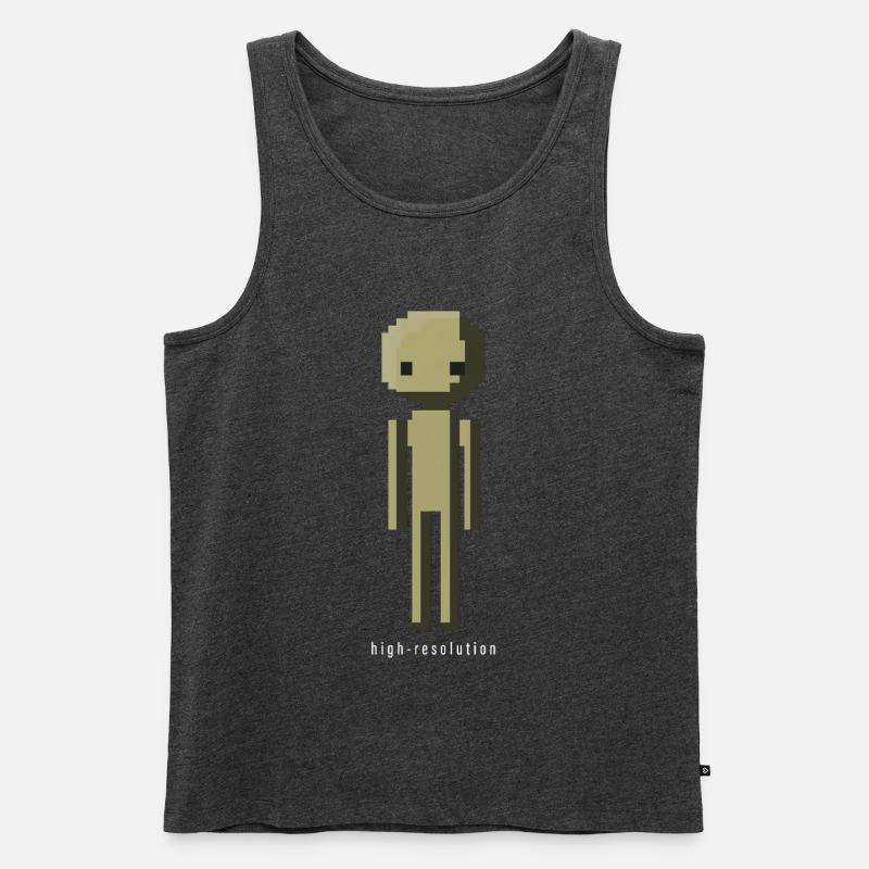 High Resolution Lustig Pixelart Männchen Geschenk - Männer Premium Bio Tank Top - Anthrazit meliert