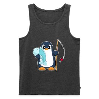 Pingouin Pêcheur Poisson Pêche - Débardeur bio Premium Homme - anthracite chiné - Devant - Michal (187cm)