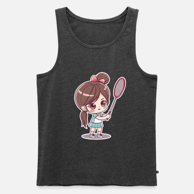 Badmintonspielerin Comic - Männer Premium Bio Tank Top - Anthrazit meliert