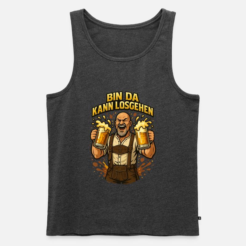 Bier Bierkrug Bierflasche Bierzelt Biergarten - Männer Premium Bio Tank Top - Anthrazit meliert
