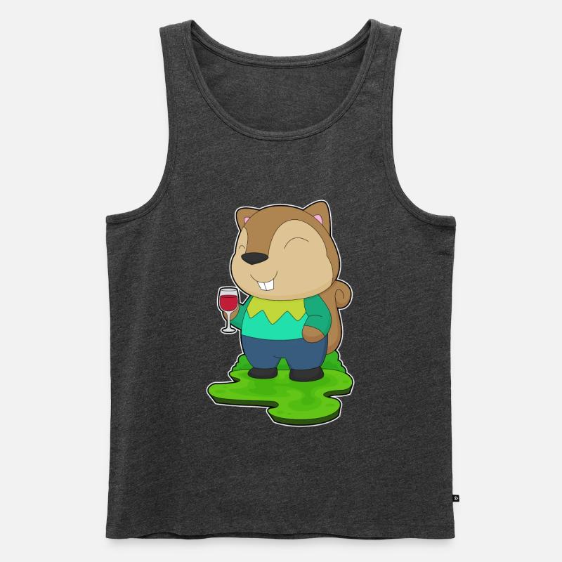 Eichhörnchen Rotwein - Männer Premium Bio Tank Top - Anthrazit meliert