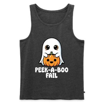 PEEK-A-BOO FAIL - GHOST HALLOWEEN - Männer Premium Bio Tank Top - Anthrazit meliert - Vorne - Michal (187cm)