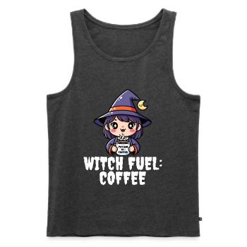 WITCH FUEL KAFFEE - HEXE HALLOWEEN - Männer Premium Bio Tank Top - Anthrazit meliert - Vorne - Michal (187cm)