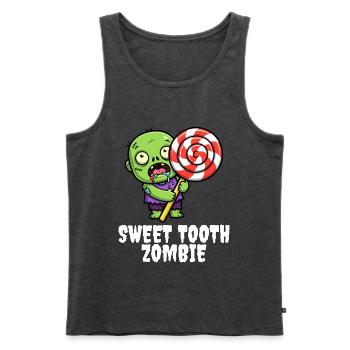 SWEET TOOTH ZOMBIE - ZOMBIE HALLOWEEN - Männer Premium Bio Tank Top - Anthrazit meliert - Vorne - Michal (187cm)