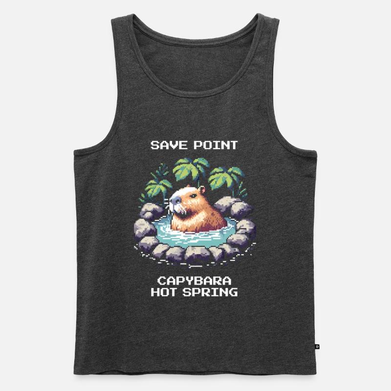 Speicherpunkt: Capybara-Onsen | Entspannung - Männer Premium Bio Tank Top - Anthrazit meliert
