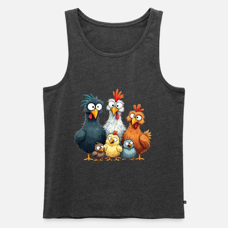 Bunte Hühnergruppe Comedy Design - Männer Premium Bio Tank Top - Anthrazit meliert