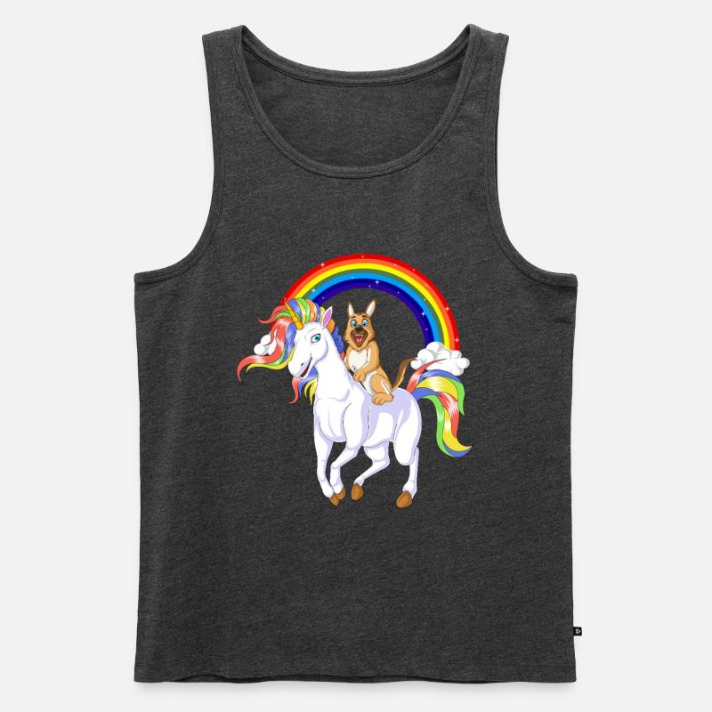 Deutscher Schäferhund Einhorn - Männer Premium Bio Tank Top - Anthrazit meliert