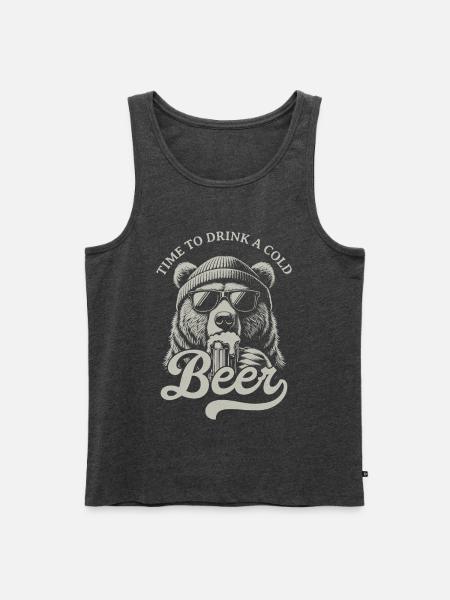 Bierzeit Bär mit Sonnenbrille - Männer Premium Bio Tank Top - Anthrazit meliert