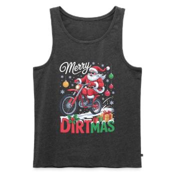 Merry Dirtmas – T-shirt de Noël motocross - Débardeur bio Premium Homme - anthracite chiné - Devant - Michal (187cm)