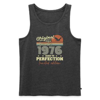 49th Birthday | Original December 1976 - Men's Premium Organic Tank Top - heather anthracite - Front - AI Model Male 178 light (178cm)