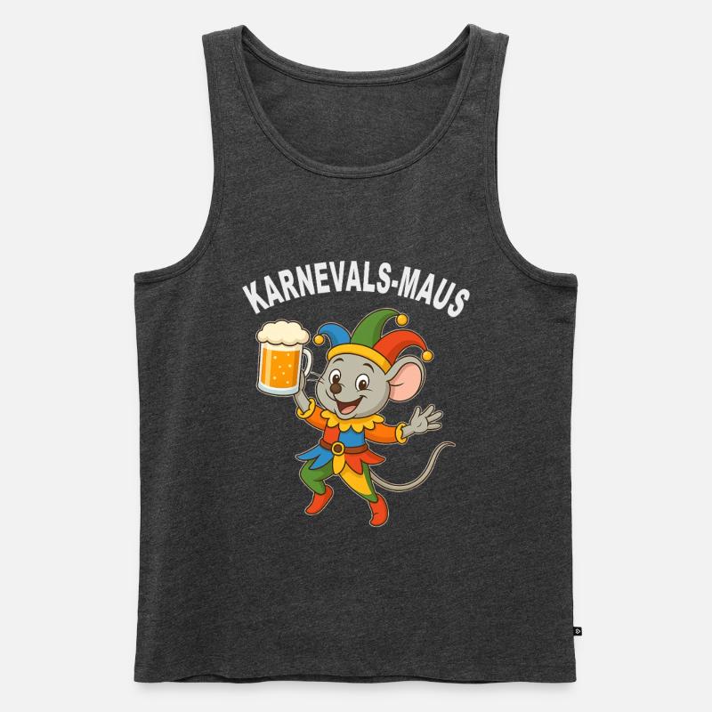 Karnevalsmaus mit Bierkrug - Männer Premium Bio Tank Top - Anthrazit meliert
