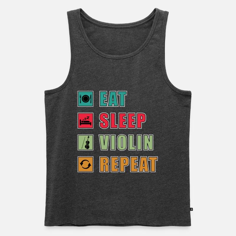 Eat Sleep Violin Repeat Grafik - Männer Premium Bio Tank Top - Anthrazit meliert