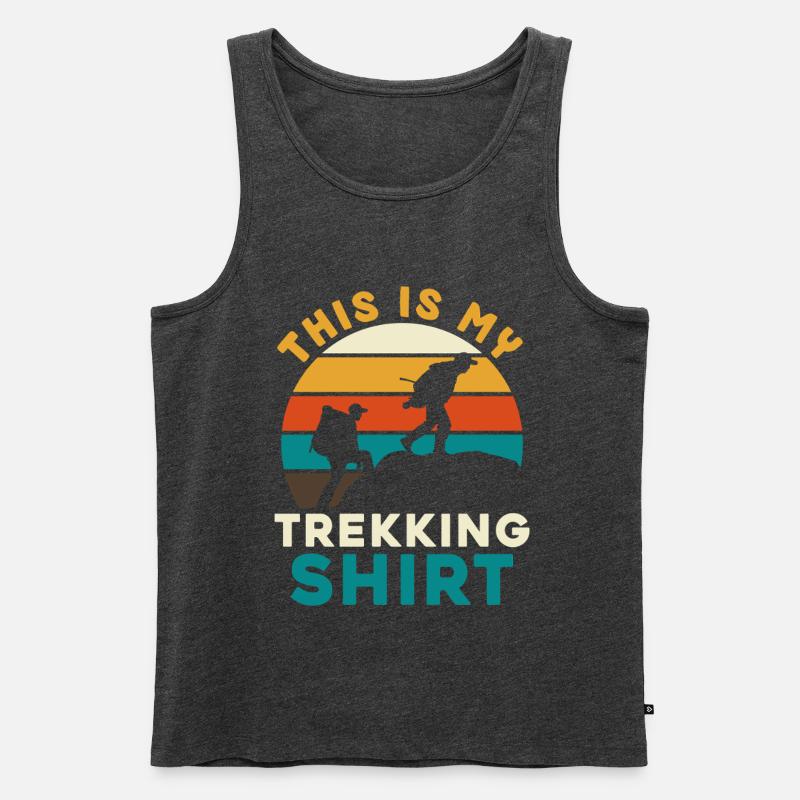 Trekkingshirt mit Sunset Silhouetten - Männer Premium Bio Tank Top - Anthrazit meliert