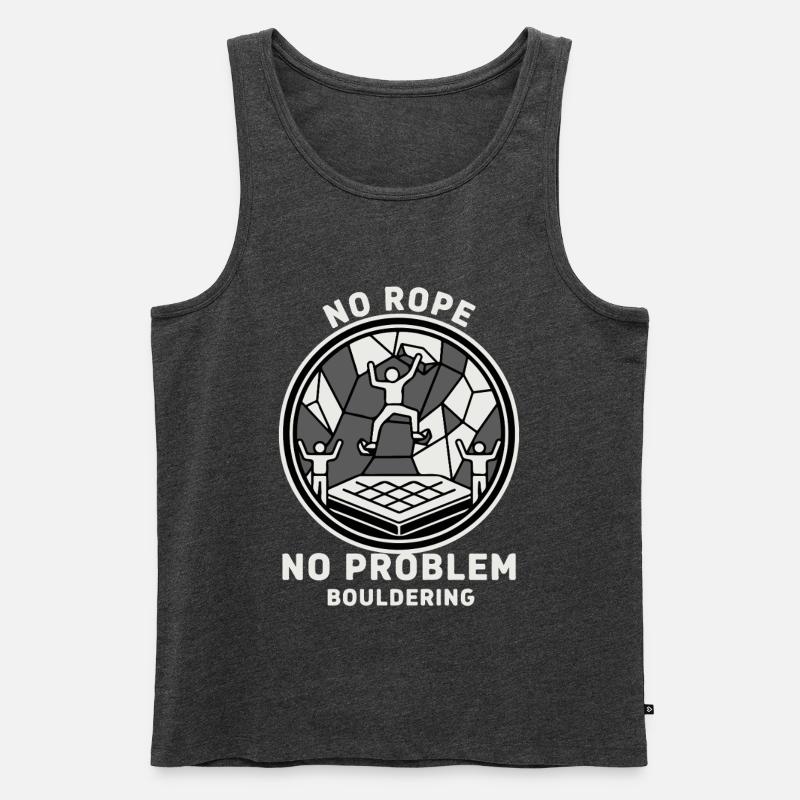 Kein Seil kein Problem Bouldering Klettern - Männer Premium Bio Tank Top - Anthrazit meliert