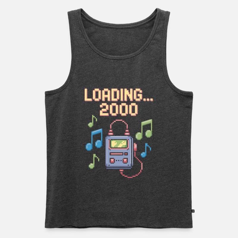 Retro Pixel Design – Loading 2000 - Männer Premium Bio Tank Top - Anthrazit meliert