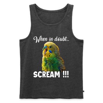 Cadeaux créatifs Bird Friends Perruche - Débardeur bio Premium Homme - anthracite chiné - Devant - Michal (187cm)