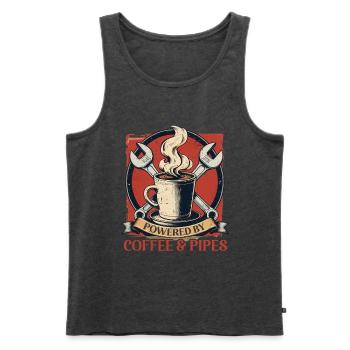 Rohrleger Powered By Coffee & Pipes - Männer Premium Bio Tank Top - Anthrazit meliert - Vorne - AI Model Male 178 light (178cm)