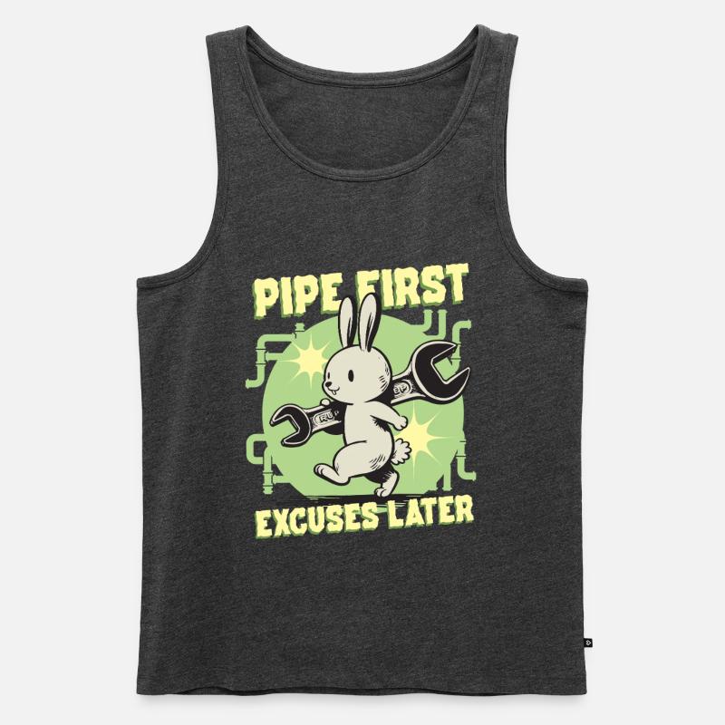 Rohrleger Rohrleitungsbauer Pipe First - Männer Premium Bio Tank Top - Anthrazit meliert