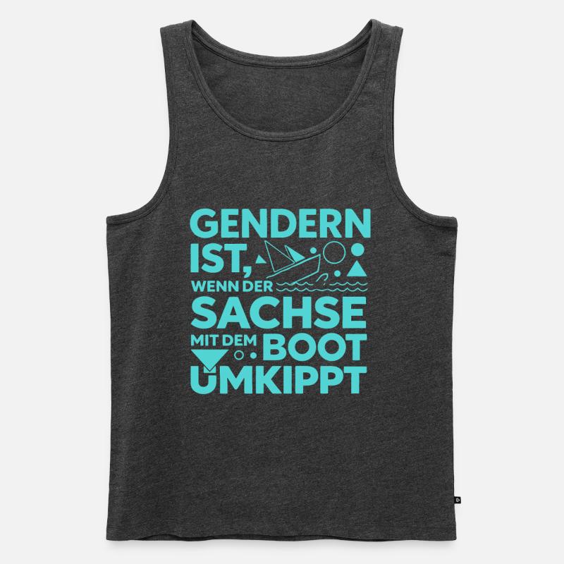 Gendern Sachse Boot Umkippt Dialekt Witz - Männer Premium Bio Tank Top - Anthrazit meliert